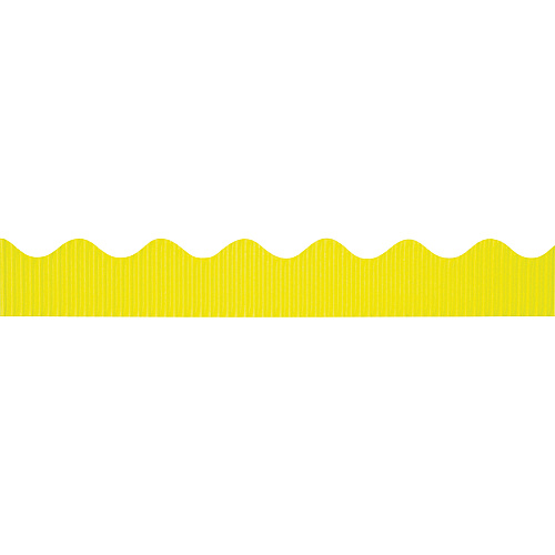Bordette Decorative Border Rectangle with Scalloped Trim Shape - Pin-up - Fadeless - 4" Height x 2.25" Width x 600" Length - Canary - Paper - 1 Roll (37084)