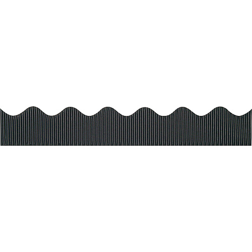 Bordette Decorative Border Rectangle with Scalloped Trim Shape - Pin-up - Fadeless - 2.25" Width x 600" Length - Black - Paper - 1 Roll (37304)