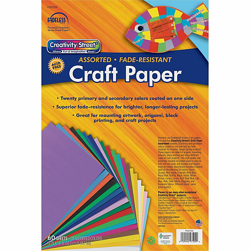 Creativity Street Art Paper Sheets Craft, Art - 2" Height x 12" Width x 18" Length - Assorted - 60 / Pack (57504)