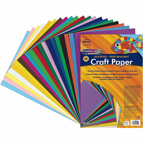 Creativity Street Art Paper Sheets Craft, Art - 2" Height x 12" Width x 18" Length - Assorted - 60 / Pack (57504)