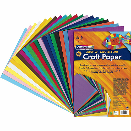 Creativity Street Art Paper Sheets Craft, Art - 2" Height x 12" Width x 18" Length - Assorted - 60 / Pack (57504)