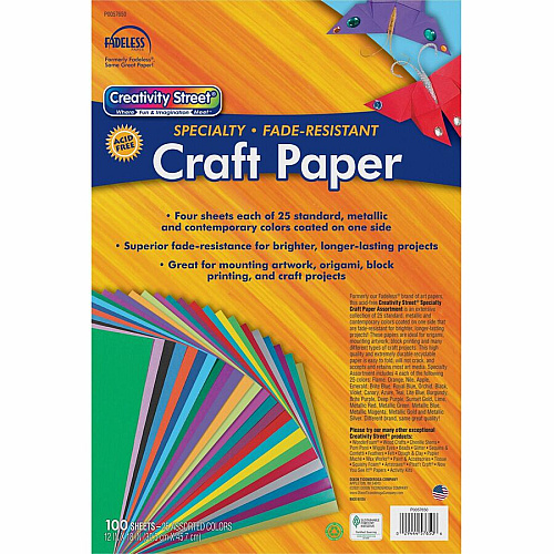 Creativity Street Designer Art Paper Sheets Art - 12" Width x 18" Length - Assorted - 100 / Pack (57650)