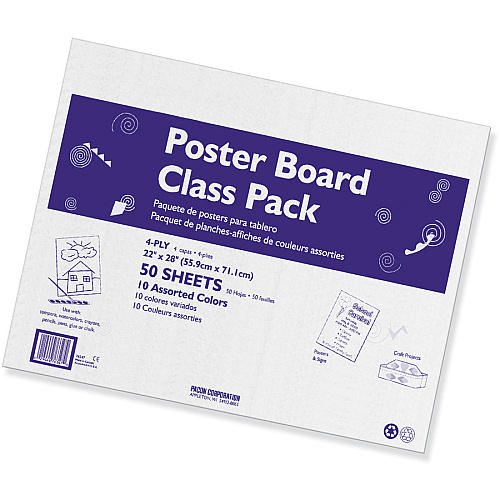 Pacon Poster Board Class Pack Board and Banner - 22" Width x 28" Length - Assorted - 50 / Carton (76347)
