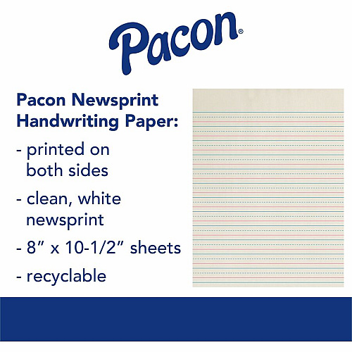 Zaner-Bloser Dotted Midline Newsprint Paper - Letter 500 Sheets - 0.50" Ruled - Letter - 8" x 10 1/2" Sheet Size - White Paper - 500 / Ream (ZP2613)
