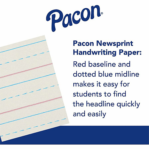 Zaner-Bloser Dotted Midline Newsprint Paper - Letter 500 Sheets - 0.50" Ruled - Letter - 8" x 10 1/2" Sheet Size - White Paper - 500 / Ream (ZP2613)