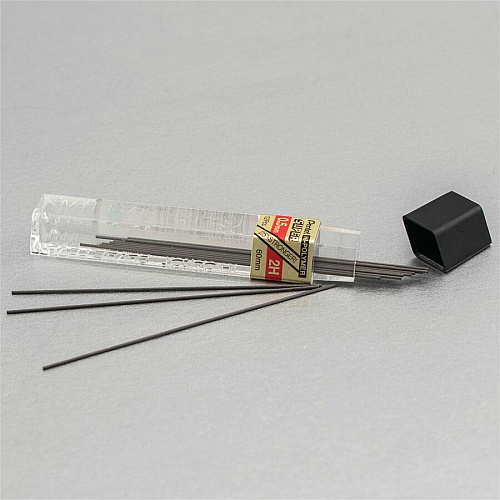 Pentel Super Hi-Polymer Leads 0.5 mm , Fine Point - 2H - Black Lead - 12 / Tube (C5052H)