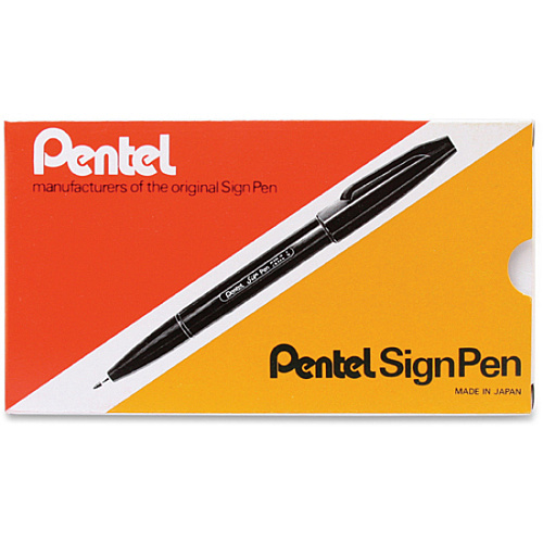 Pentel Fiber-tipped Sign Pens Bold Pen Point - Green Ink - Water Based - Fiber Tip - 1 Dozen (S520D)