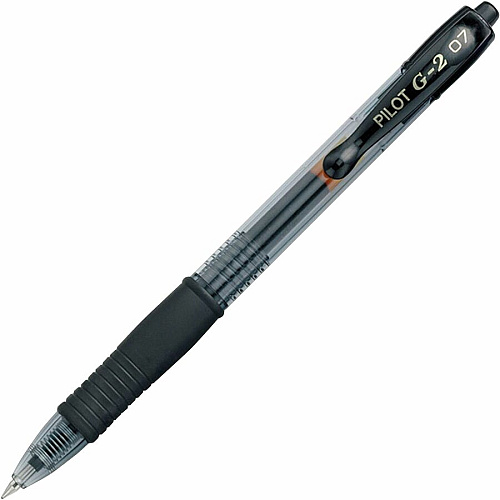 Pilot G2 Retractable Gel Ink Rollerball Pens 0.7 mm Fine Pen Point - Refillable - Retractable - Black Ink - Gel-based - Translucent Barrel - 1 Each (31026)