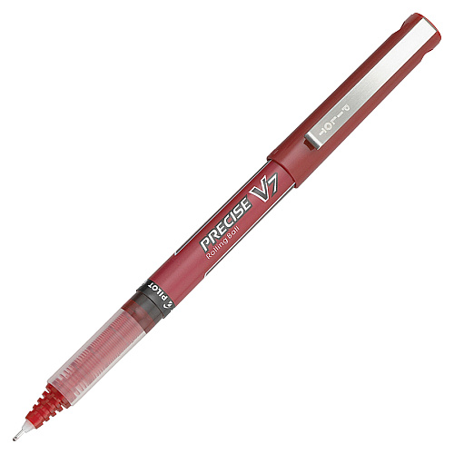 Pilot Precise V7 Fine Premium Capped Rolling Ball Pens 0.7 mm Fine Pen Point - Red Ink - Red Barrel - 1 Each (35342)