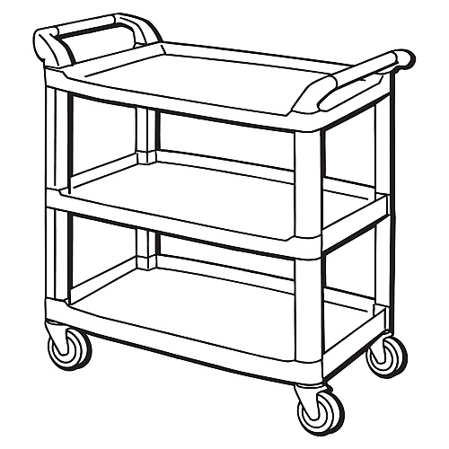 Rubbermaid Commercial 3-Shelf Mobile Utility Cart 3 Shelf - 300 lb Capacity - 4" Caster Size - Aluminum - 40.60" Width x 20" Depth x 37.80" Height - Aluminum Frame - Gray - 1 Each (409100)