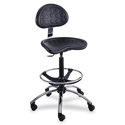 Safco Sitstar Height Adjustable Stool Polyurethane Seat Material - Metal Frame Material - 5-star Base - Black - 1 Each (6660BL)
