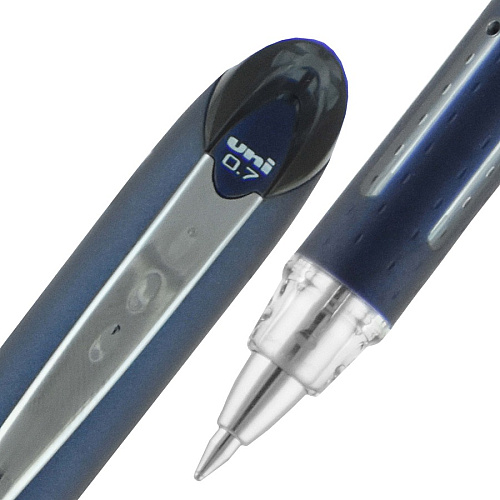 uni-ball uni&reg; Jetstream Ballpoint Pen 0.7 mm Fine Pen Point - Black Ink - Pigment-based - Blue Stainless Steel Barrel - 1 Dozen (40173)