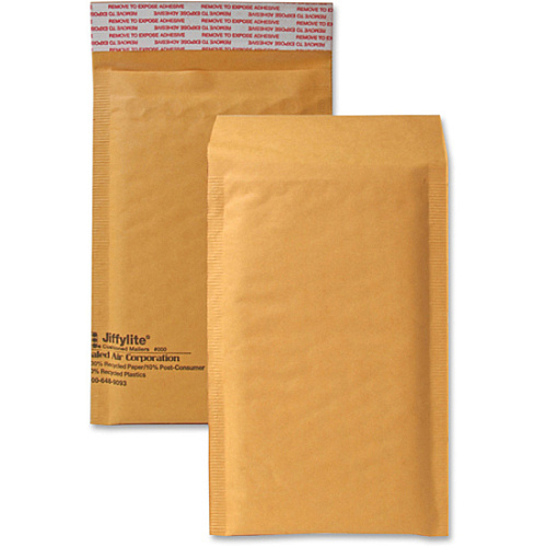 Sealed Air JiffyLite Cellular Cushioned Mailers Bubble - #000 - 4" Width x 8" Length - Peel & Seal - Kraft - Kraft - 25 / Carton (10181)