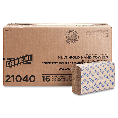 Genuine Joe 21040 Multifold Towels, Brown, 4000ct