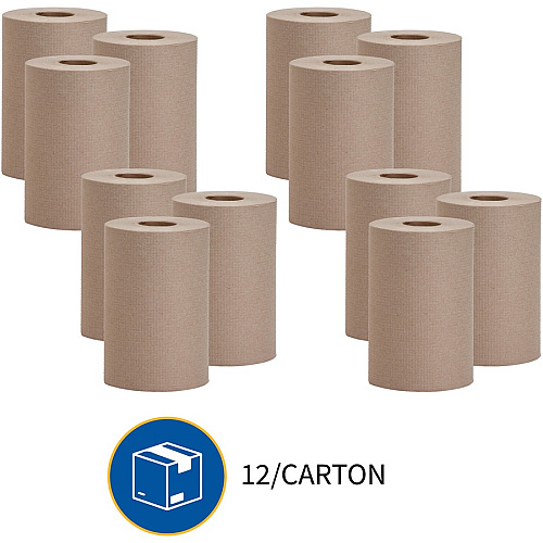 Genuine Joe Embossed Hardwound Roll Towels 7.88" Width x 350 ft Length - 2" Core - Natural - 12 / Carton (GJO22200)