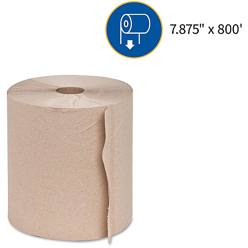 Genuine Joe Embossed Hardwound Roll Towels 7.90" Width x 800 ft Length - 2" Core - Natural - 6 / Carton (GJO22600)