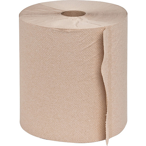 Genuine Joe Embossed Hardwound Roll Towels 7.90" Width x 800 ft Length - 2" Core - Natural - 6 / Carton (GJO22600)
