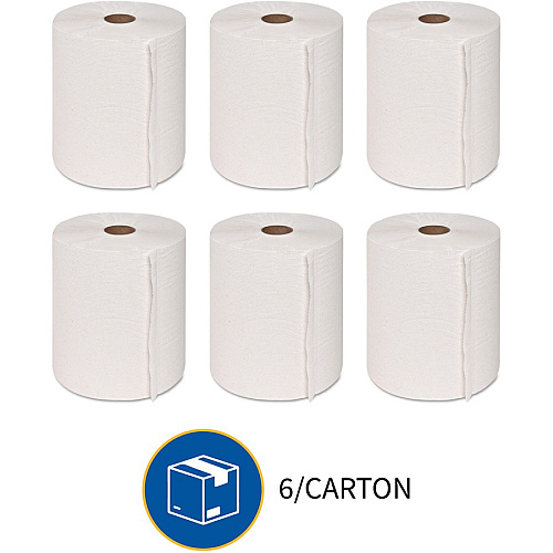 Genuine Joe Hardwound Roll Paper Towels 7.90" Width x 800 ft Length - 2" Core - White - 6 / Carton (GJO22700)
