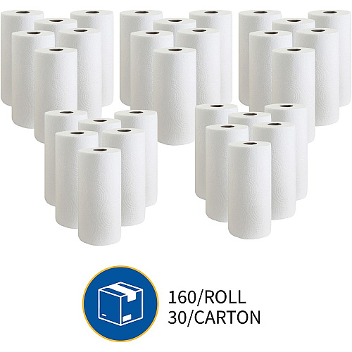 Genuine Joe&reg; Kitchen Paper Towels, White 2 Ply, 160 Sheets, 30 Rolls (GJO24080)