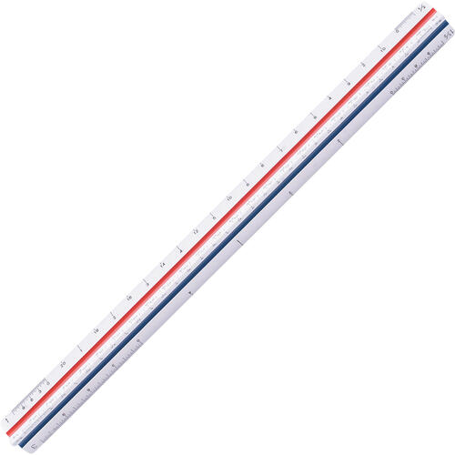 Staedtler Triangular Scale for Architects, Color-Coded Grooves, 12" Long, Plastic, White, Blister Pack (9871831BK)