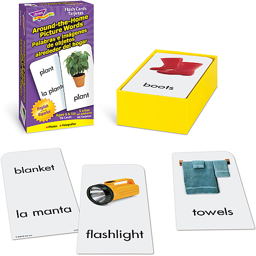 Trend English/Spanish Picture Words Flash Cards Learning - Educational - 1 Each (T53015)