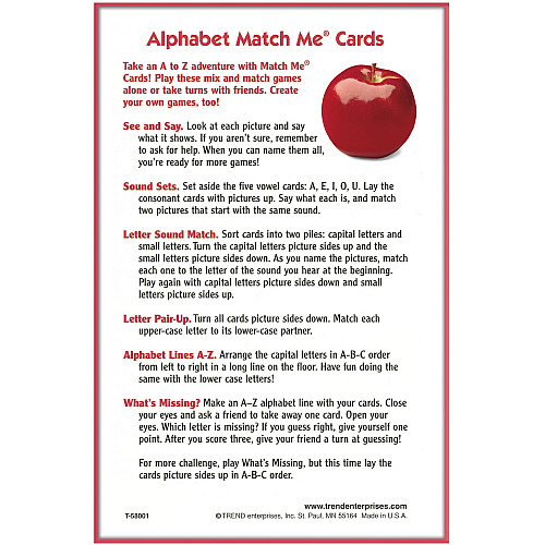 Trend Alphabet Match Me Flash Cards Educational - 1 / Set (T58001)