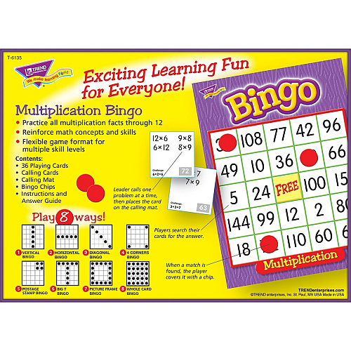 Trend Multiplication Bingo Learning Game Theme/Subject: Learning - Skill Learning: Mathematics - 8-13 Year (T6135)