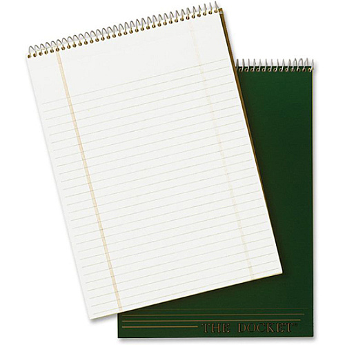 TOPS Docket Wirebound Legal Writing Pads - Letter 70 Sheets - Wire Bound - 0.34" Ruled - 16 lb Basis Weight - Letter - 8 1/2" x 11" Sheet Size - 11" Height x 8.5" Width - White Paper - Perforated, Hard Cover, Stiff-back, Spiral Lock - 3 / Pack (63633)