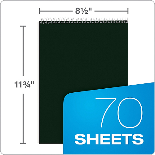 TOPS Docket Top Wire Quadrille Pad 70 Sheets - Wire Bound - 8 1/2" x 11 3/4" Sheet Size - White Paper - Chipboard Cover - Perforated, Hard Cover - 1 Each (63801)