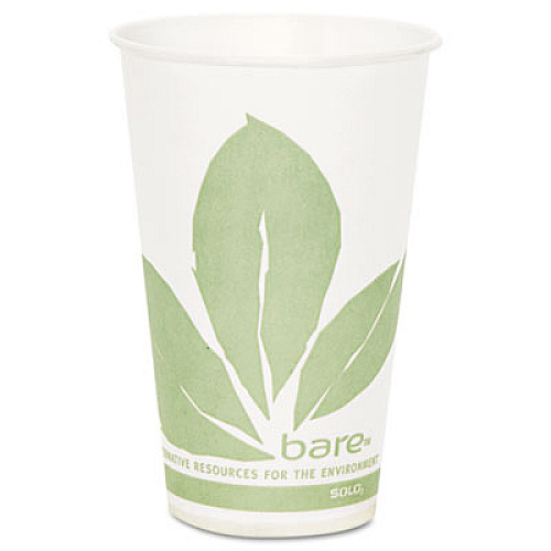 Bare Eco-Forward Paper Cold Cups, 12 oz, Green/White, 100/Sleeve, 20 Sleeves/Carton