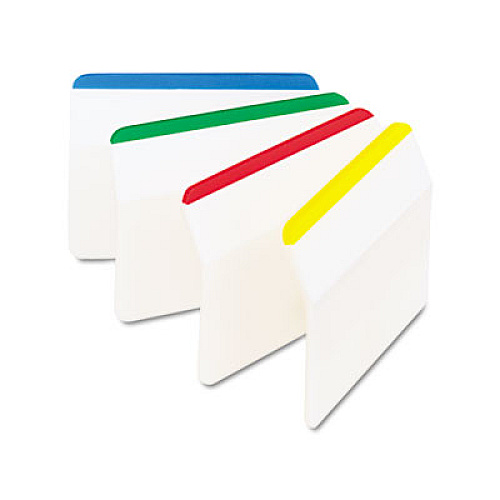 Post-it 2" Angled Tabs, Lined, 1/5-Cut, Assorted Primary Colors, 2" Wide, 24/Pack Write-on Tab(s) - 1.50" Tab Height x 2" Tab Width - Blue, Green, Red, Yellow Tab(s) - Repositionable - 24 / Pack (686A1)