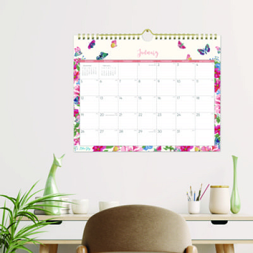 Blue Sky Fly By Monthly Wall Calendar, Butterflies Artwork, 11" x 8.75", Cream/Pink/Blue Sheets, 12-Month (Jan to Dec): 2026 (148643)
