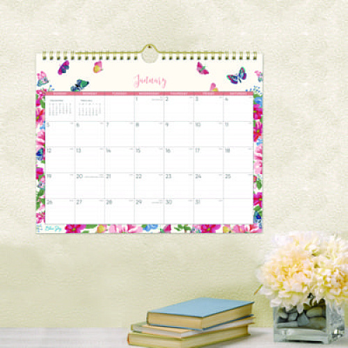 Blue Sky Fly By Monthly Wall Calendar, Butterflies Artwork, 11" x 8.75", Cream/Pink/Blue Sheets, 12-Month (Jan to Dec): 2026 (148643)