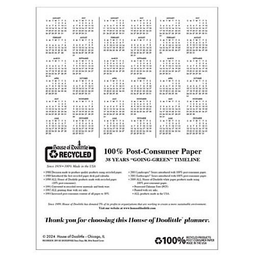 House of Doolittle 100% Recycled Deco Days Monthly Planner, 11 x 8.5, Black/Gold Cover, 12-Month (Jan to Dec): 2026 (29102)