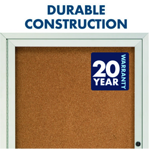Quartet Enclosed Indoor Cork Bulletin Board with Three Hinged Doors, 72 x 48, Tan Surface, Silver Aluminum Frame 48" Board Height x 72" Board Width - Brown Natural Cork Surface - Hinged, Self-healing, Shatter Proof, Rounded Corner, Durable - Silver (2367)