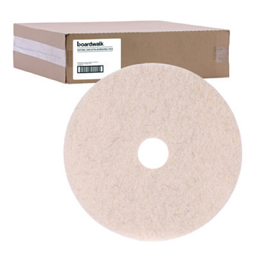 Boardwalk&reg; High-Speed Floor Pads, 19" dia, Natural Hair, 5 Pads (BWK4019NHE)
