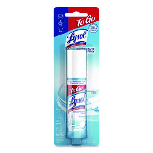 LYSOL Brand Disinfectant Spray To Go, Crisp Linen, 1 oz Aerosol Spray, 12/Carton (79132CT)
