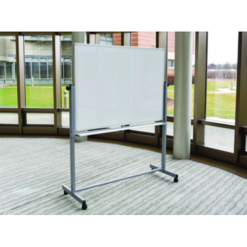 Luxor Mobile Magnetic Whiteboard, 48" x 36", White Surface, Silver Aluminum Frame (MB4836WW)
