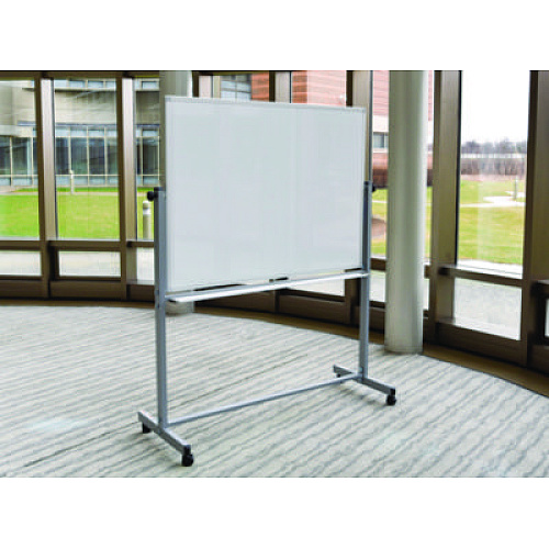 Luxor Mobile Magnetic Whiteboard, 48" x 36", White Surface, Silver Aluminum Frame (MB4836WW)
