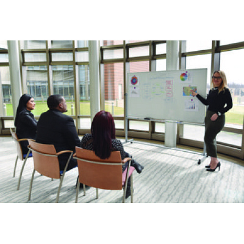 Luxor Mobile Magnetic Whiteboard, 72" x 40", White Surface, Silver Aluminum Frame (MB7240WW)