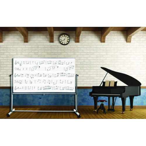 Luxor Mobile Music Staff Whiteboard, Dual-Sided Music Notation, 72" x 48", White Surface, Silver Aluminum Frame (MB7248MM)