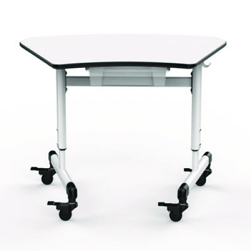 Luxor Height-Adjustable Trapezoid Student Desk with Drawer, 60.25 x 21 x 32 to 38, White (MBSDESK)