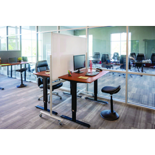Luxor Mobile Magnetic Glass Dry Erase Board, 60" x 40", White Surface, Silver Aluminum Frame (MMGB6040)