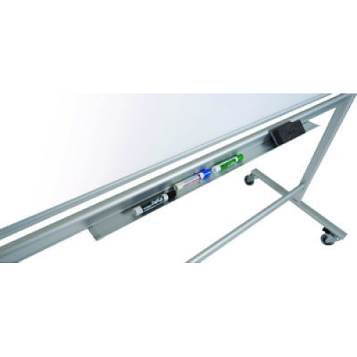 Luxor Mobile Magnetic Glass Dry Erase Board, 60" x 40", White Surface, Silver Aluminum Frame (MMGB6040)