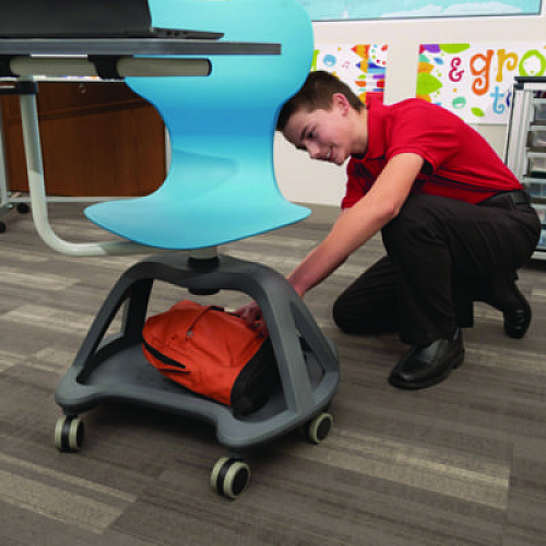 Luxor Classroom Series All-In-One Student Desk and Chair, Supports Up to 330 lb, 19" Seat Height, Blue Seat/Back, Gray Base (STDENTMTACHR)