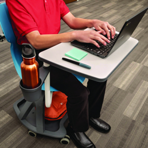 Luxor Classroom Series All-In-One Student Desk and Chair, Supports Up to 330 lb, 19" Seat Height, Blue Seat/Back, Gray Base (STDENTMTACHR)