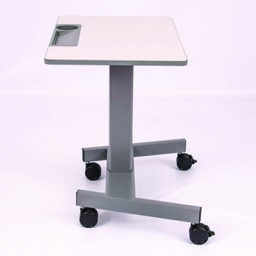 Luxor Pneumatic Sit Stand Desk, 27.5 x 19.5 x 26.25 to 42, White/Gray (STUDENTP)