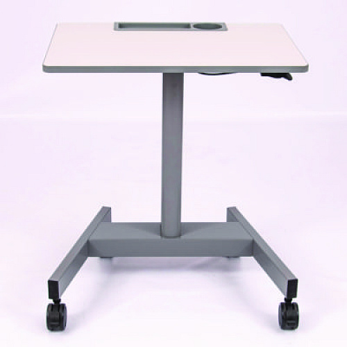 Luxor Pneumatic Sit Stand Desk, 27.5 x 19.5 x 26.25 to 42, White/Gray (STUDENTP)