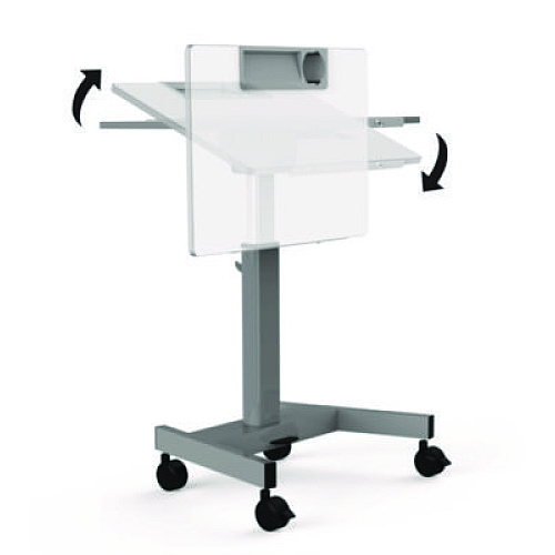 Luxor Pneumatic Adjustable Height Flip Top Student Desk, 27.5 x 19.5 x 26.25 to 42, White/Gray (STUDENTPTILT)