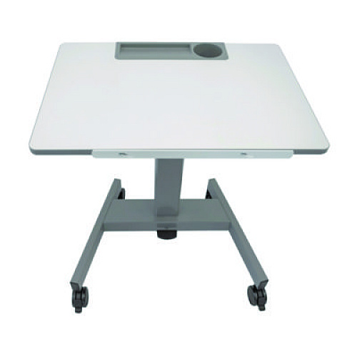 Luxor Pneumatic Adjustable Height Flip Top Student Desk, 27.5 x 19.5 x 26.25 to 42, White/Gray (STUDENTPTILT)